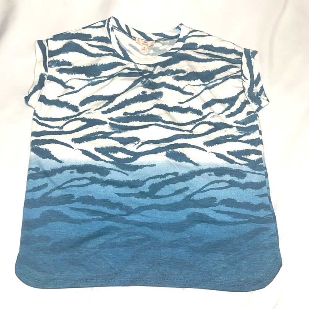 Como Vintage Tiger Striped Blue Sweater Blouse
